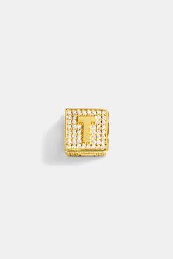 Women JWL-PEND Gold Plated Iced T Letter Block Pendant