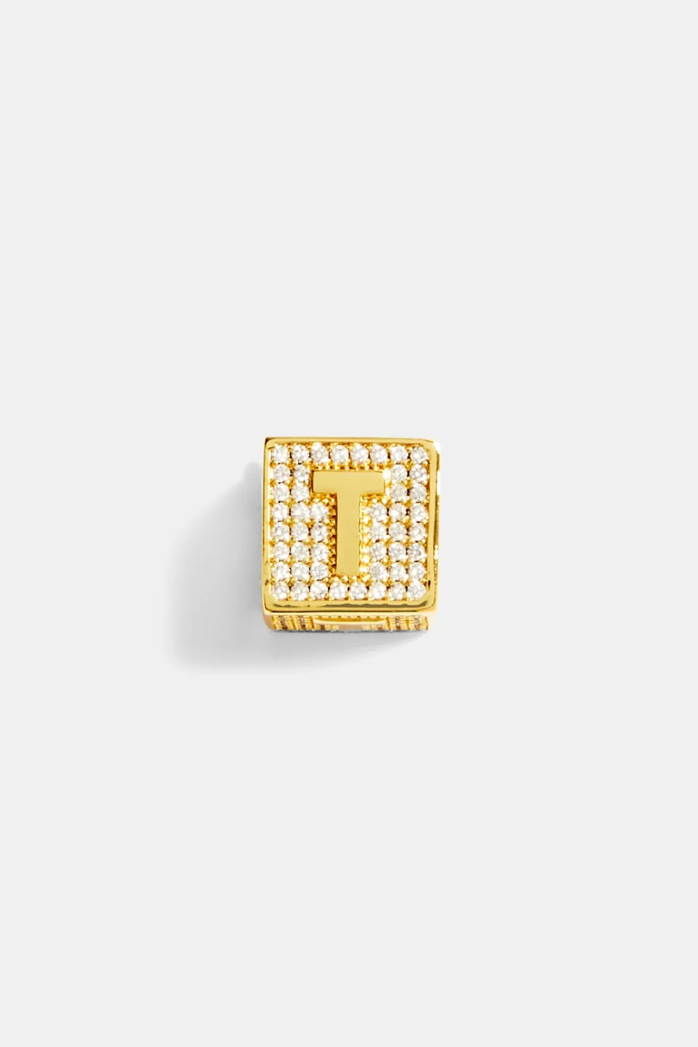 Women JWL-PEND Gold Plated Iced T Letter Block Pendant