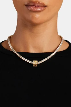 Women JWL-PEND Gold Plated Iced T Letter Block Pendant