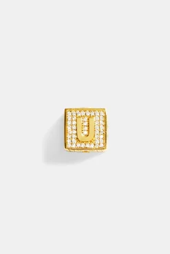 Women JWL-PEND Gold Plated Iced U Letter Block Pendant