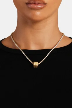 Women JWL-PEND Gold Plated Iced V Letter Block Pendant