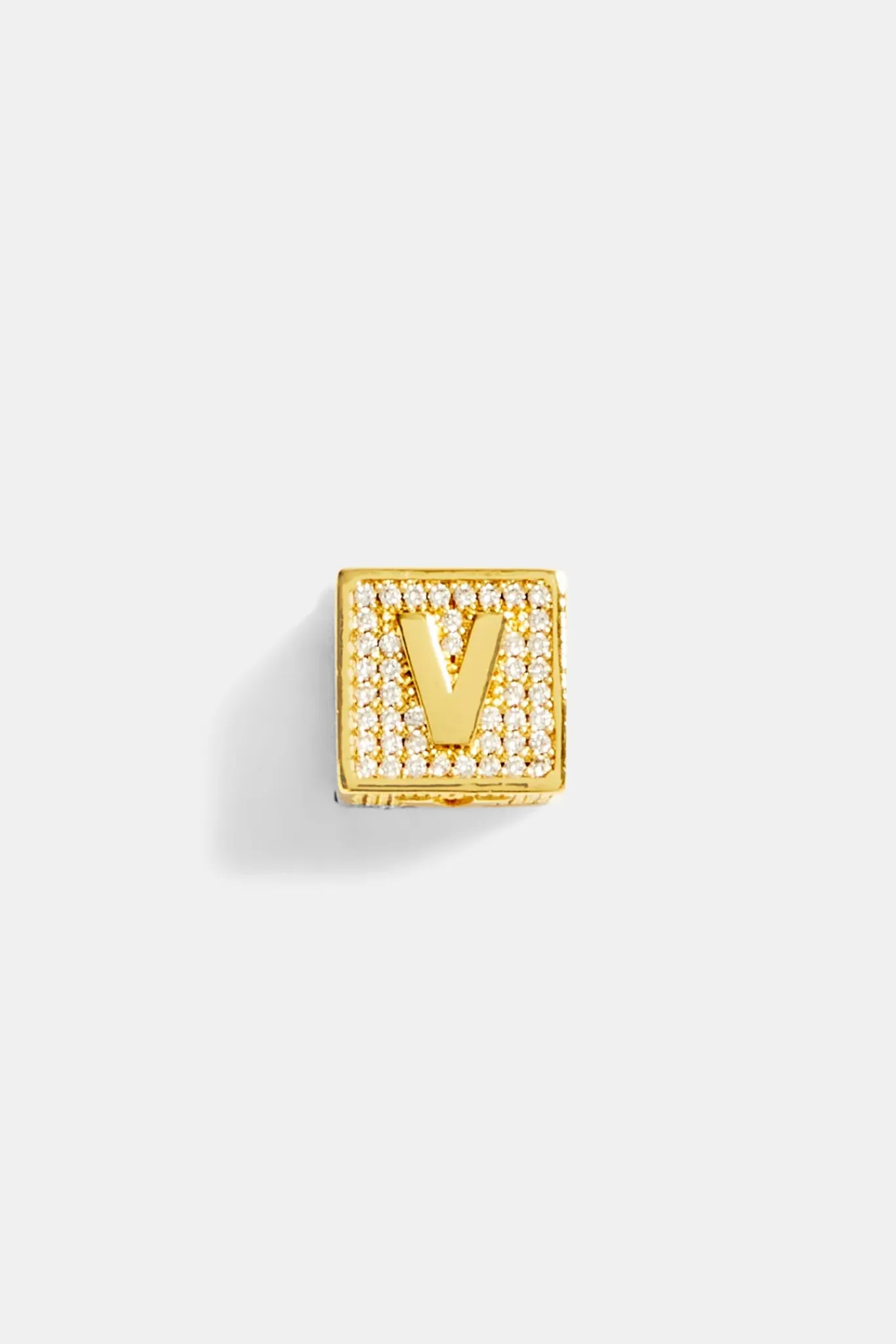 Women JWL-PEND Gold Plated Iced V Letter Block Pendant