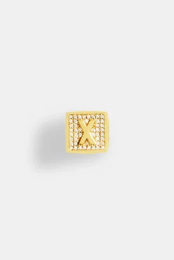 Women JWL-PEND Gold Plated Iced X Letter Block Pendant