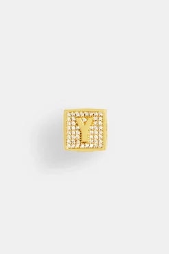Women JWL-PEND Gold Plated Iced Y Letter Block Pendant