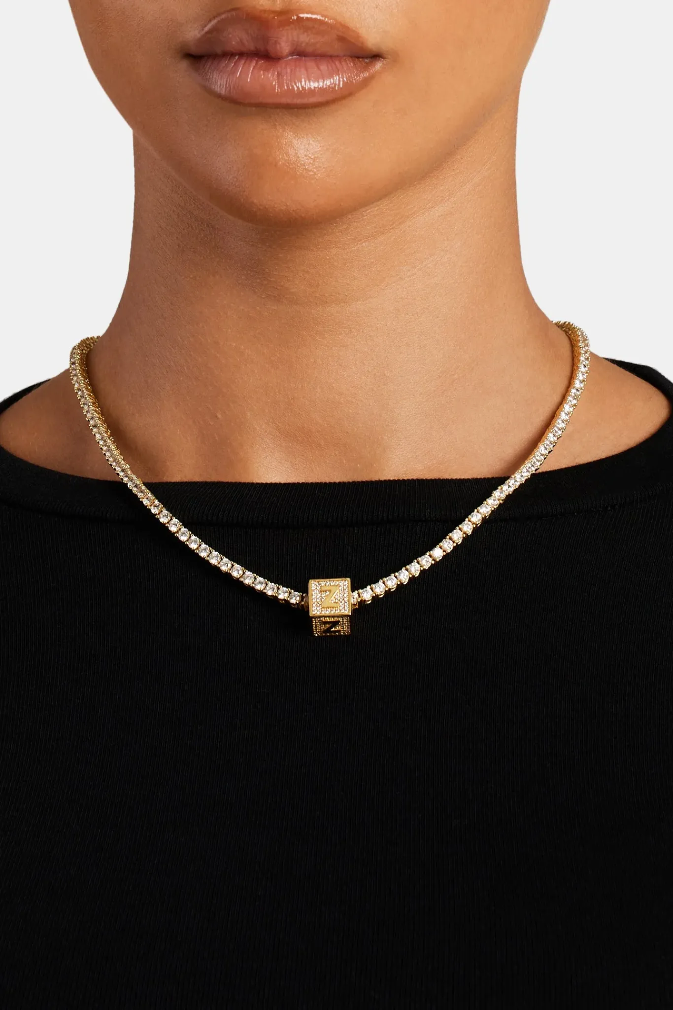 Women JWL-PEND Gold Plated Iced Z Letter Block Pendant