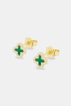 Women JWL-EAR Green Motif Stud Earrings - 8mm