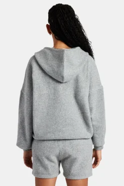 Women CLO-TOP-HS-HOOD-KTW Hooded Zip Through Knitted Jumper - Grey