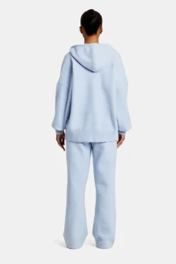 Women CLO-SET-KTW Hooded Zip Through Knitted Tracksuit - Light Blue