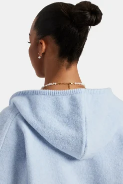 Women CLO-SET-KTW Hooded Zip Through Knitted Tracksuit - Light Blue