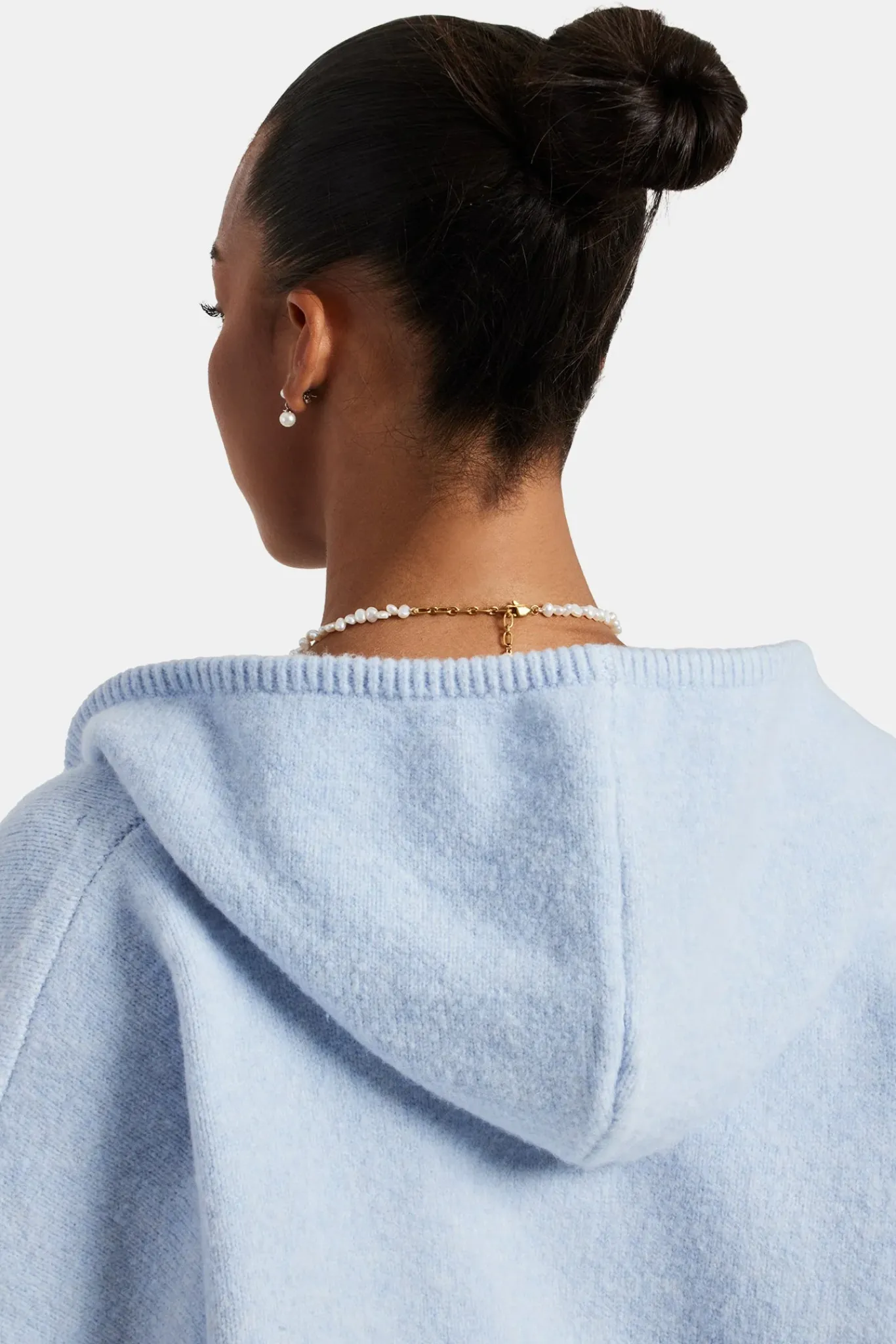 Women CLO-SET-KTW Hooded Zip Through Knitted Tracksuit - Light Blue