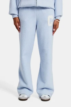 Women CLO-SET-KTW Hooded Zip Through Knitted Tracksuit - Light Blue