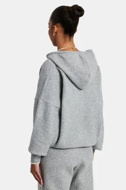 Women CLO-SET-KTW Hooded Zip Through Knitted Tracksuit - Grey