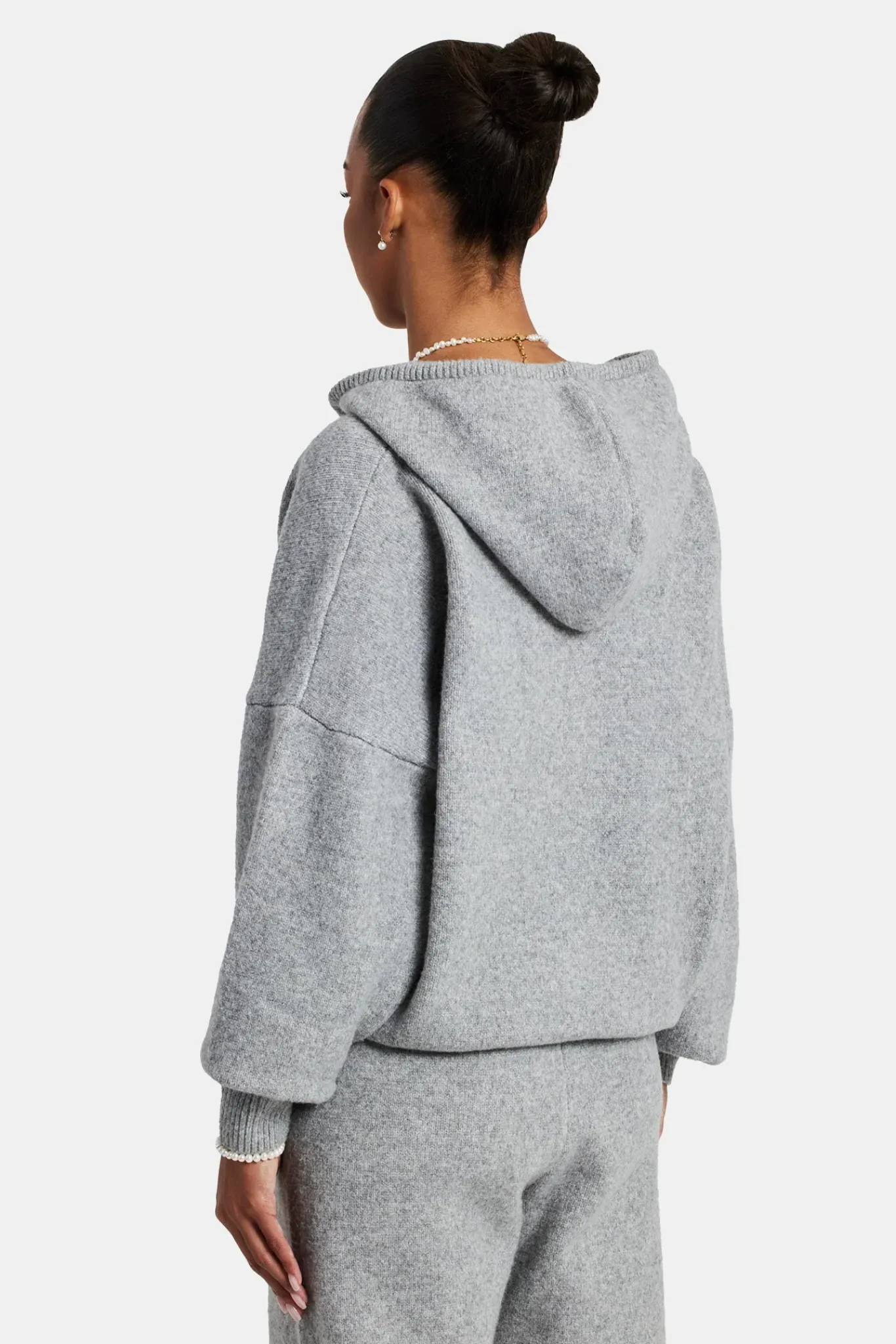Women CLO-SET-KTW Hooded Zip Through Knitted Tracksuit - Grey