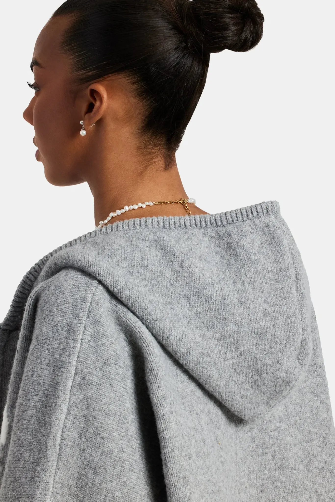 Women CLO-SET-KTW Hooded Zip Through Knitted Tracksuit - Grey