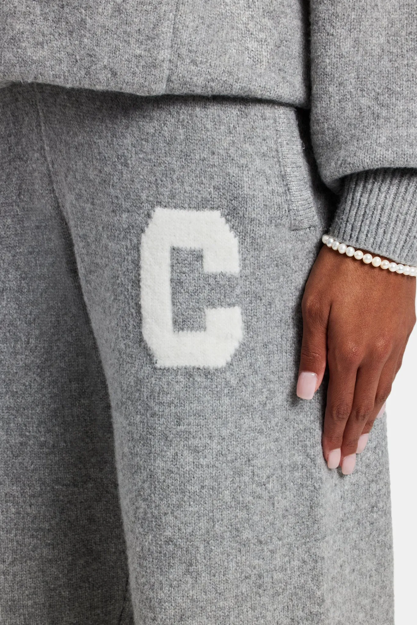 Women CLO-SET-KTW Hooded Zip Through Knitted Tracksuit - Grey