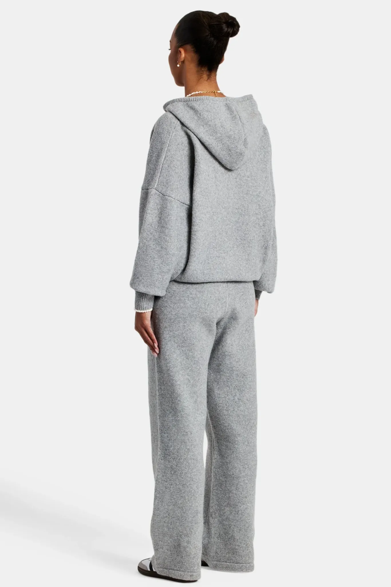 Women CLO-SET-KTW Hooded Zip Through Knitted Tracksuit - Grey