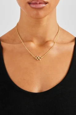 Women JWL-NECK Iced and Polished Double Infinity Star Necklace - 14mm