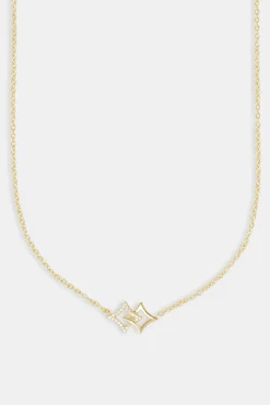 Women JWL-NECK Iced and Polished Double Infinity Star Necklace - 14mm