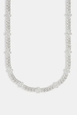 Women JWL-CHN Iced Baguette Motif Cuban Chain - 8mm