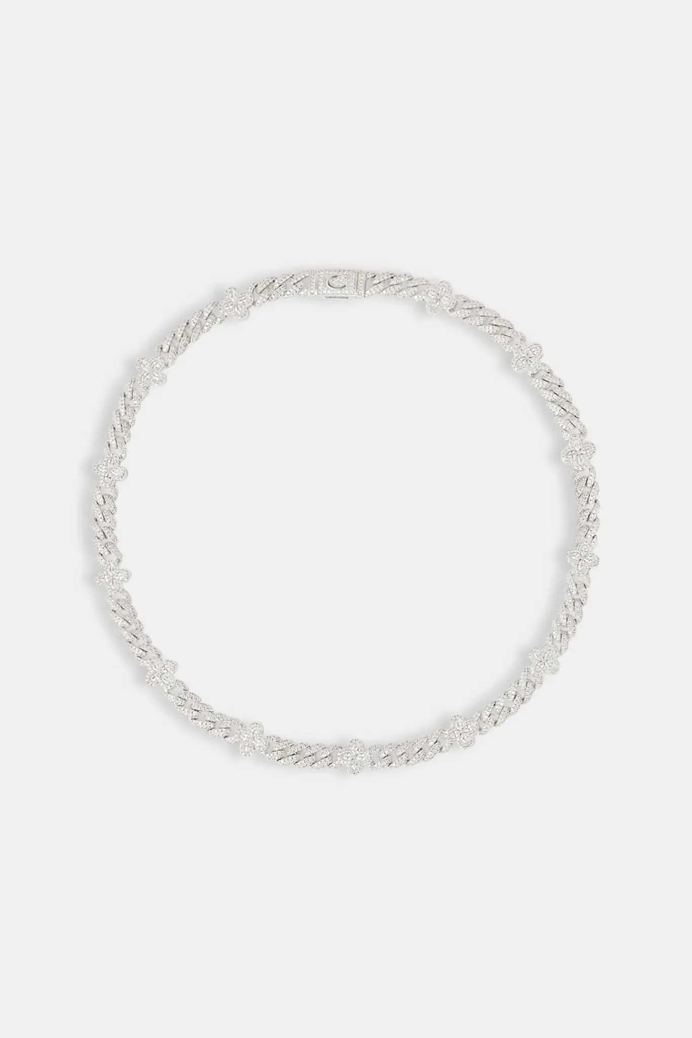 Women JWL-CHN Iced Baguette Motif Cuban Chain - 8mm