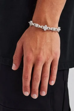 JWL-BRA Iced Ball & Motif Bracelet - 12mm
