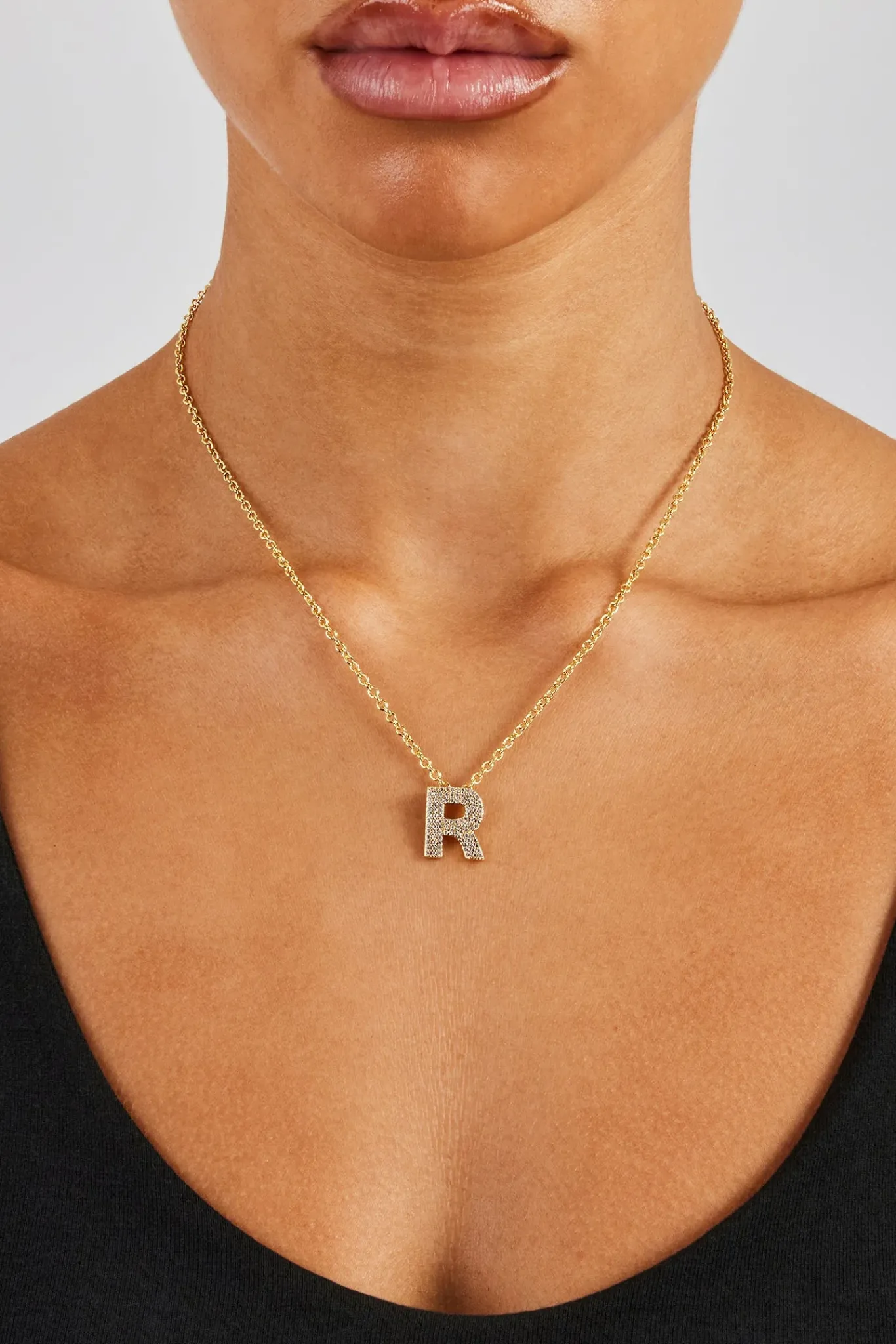Women JWL-PEND Iced Balloon Letter Necklace - 20mm - Gold