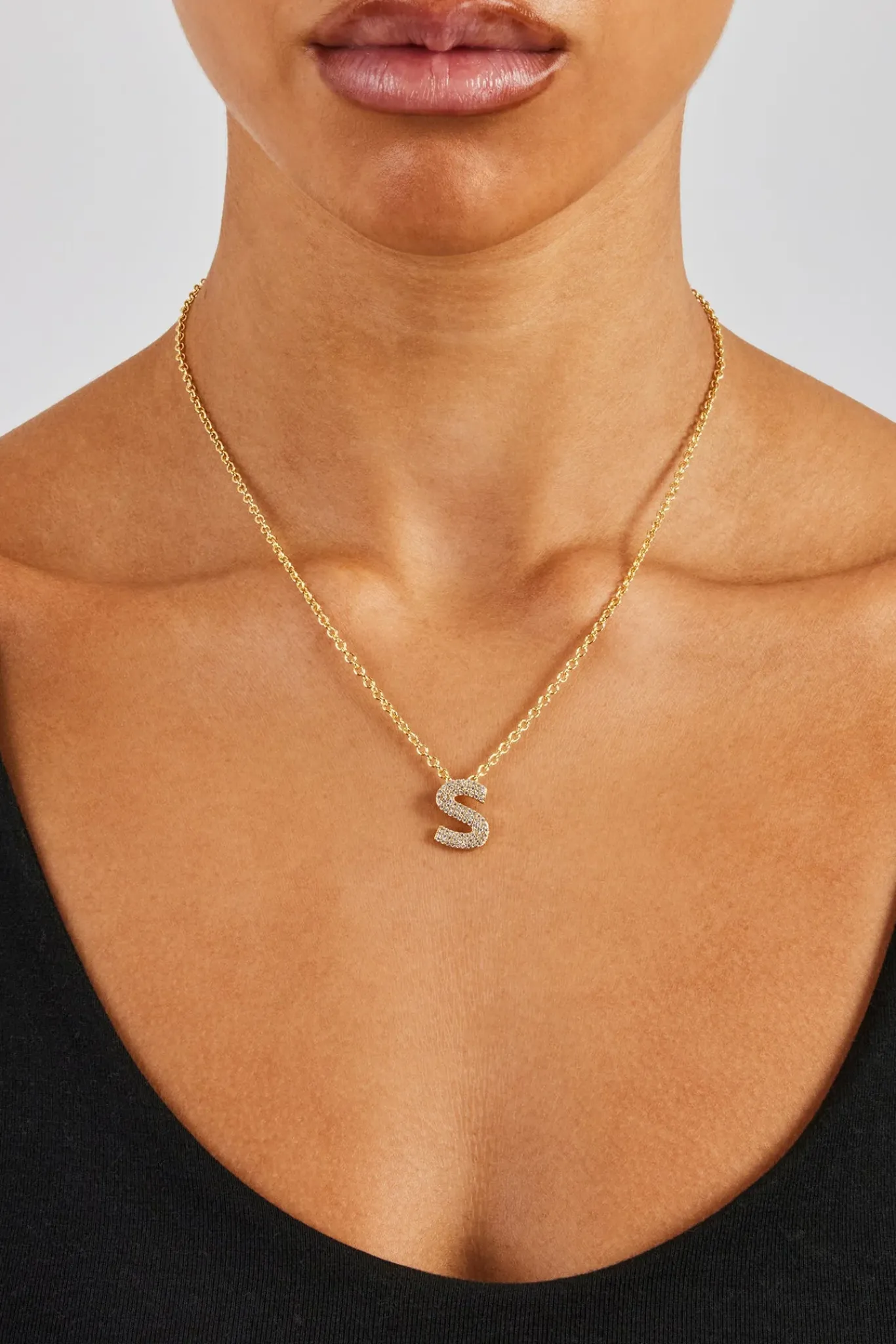 Women JWL-PEND Iced Balloon Letter Necklace - 20mm - Gold