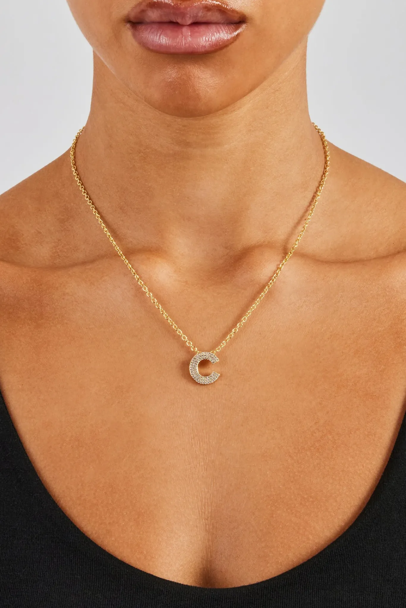 Women JWL-PEND Iced Balloon Letter Necklace - 20mm - Gold