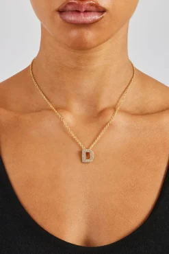 Women JWL-PEND Iced Balloon Letter Necklace - 20mm - Gold