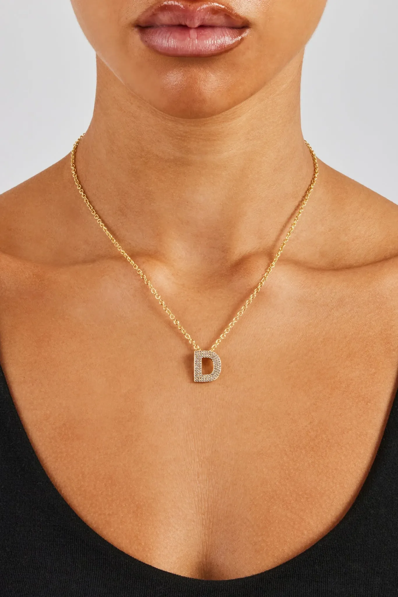 Women JWL-PEND Iced Balloon Letter Necklace - 20mm - Gold