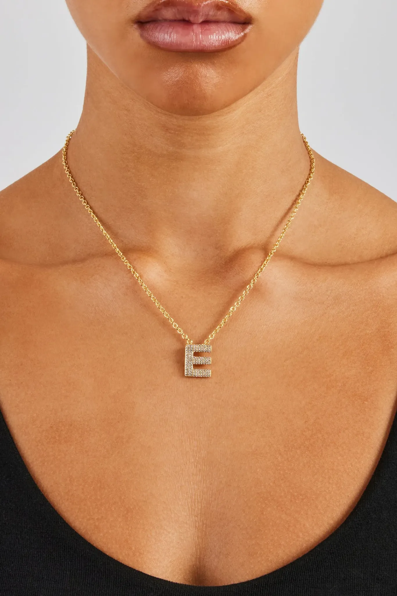 Women JWL-PEND Iced Balloon Letter Necklace - 20mm - Gold