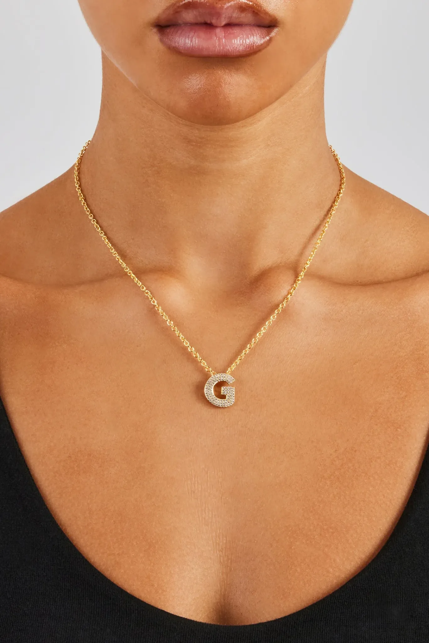 Women JWL-PEND Iced Balloon Letter Necklace - 20mm - Gold
