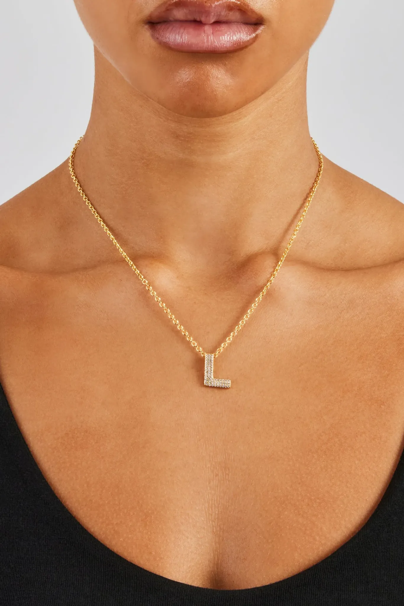 Women JWL-PEND Iced Balloon Letter Necklace - 20mm - Gold