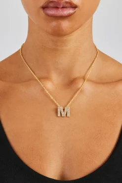 Women JWL-PEND Iced Balloon Letter Necklace - 20mm - Gold