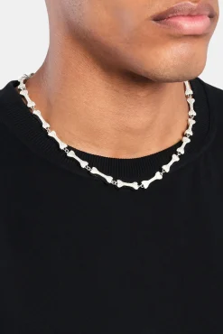JWL-CHN Iced Bone Chain - White