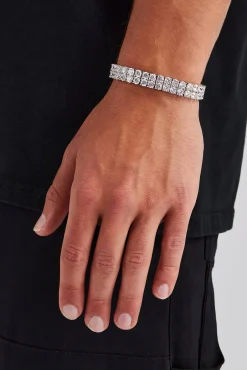 JWL-BRA Iced Clear Double Row Tennis Bracelet - 10mm