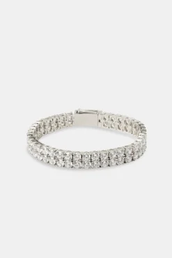 JWL-BRA Iced Clear Double Row Tennis Bracelet - 10mm