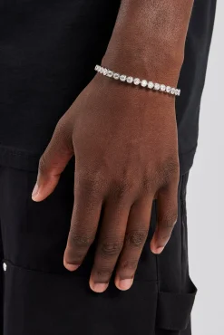 JWL-BRA Iced Clear Round Stone Bracelet - 5mm
