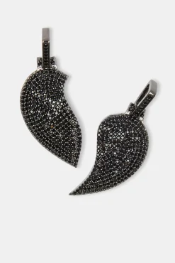 JWL-PEND Iced Connecting Heart Pendant - Black
