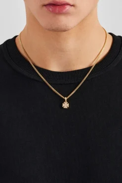 JWL-PEND Iced Cross Motif Cuban Necklace - 10mm - Gold