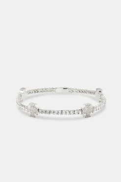 JWL-BRA Iced Cross Motif Tennis Bracelet - 3mm