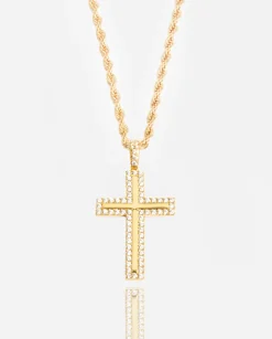 JWL-PEND Iced Cross Pendant - Gold