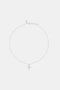 JWL-NECK Iced Cross Pendant Necklace - 25mm