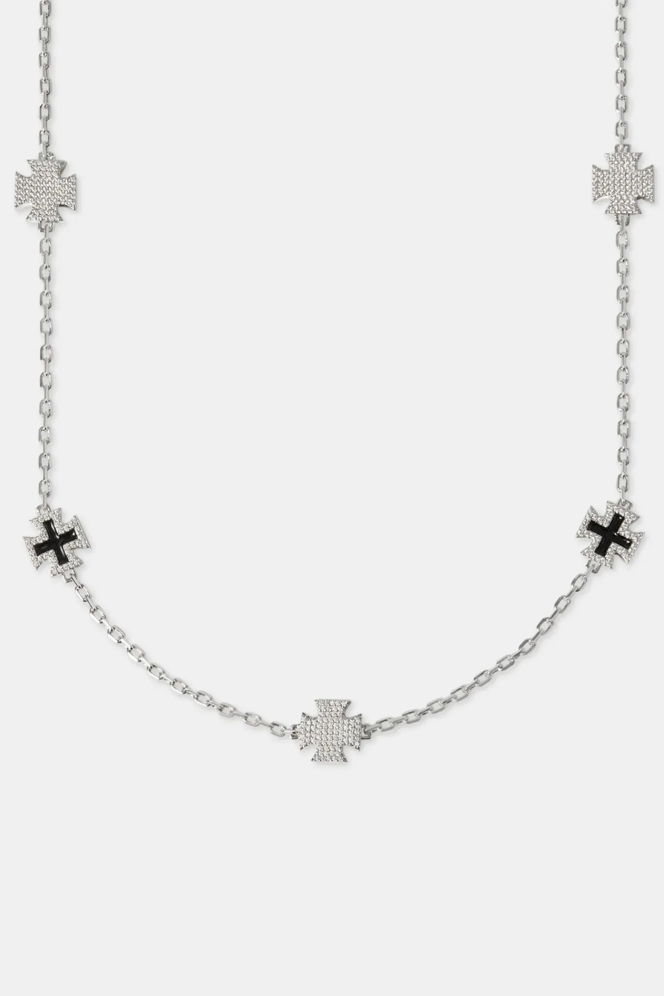 JWL-CHN Iced CZ & Black Enamel Motif Chain