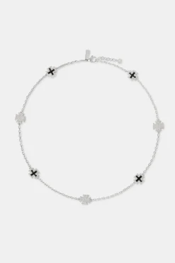 JWL-CHN Iced CZ & Black Enamel Motif Chain