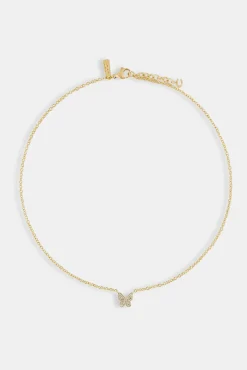 Women JWL-NECK Iced CZ Pave Butterfly Necklace - 10mm