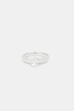 Women JWL-RNG Iced CZ Pear Stone Band Ring - 8mm