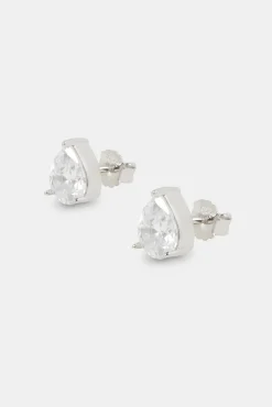 Women JWL-EAR Iced CZ Pear Stone Stud Earrings - 10mm