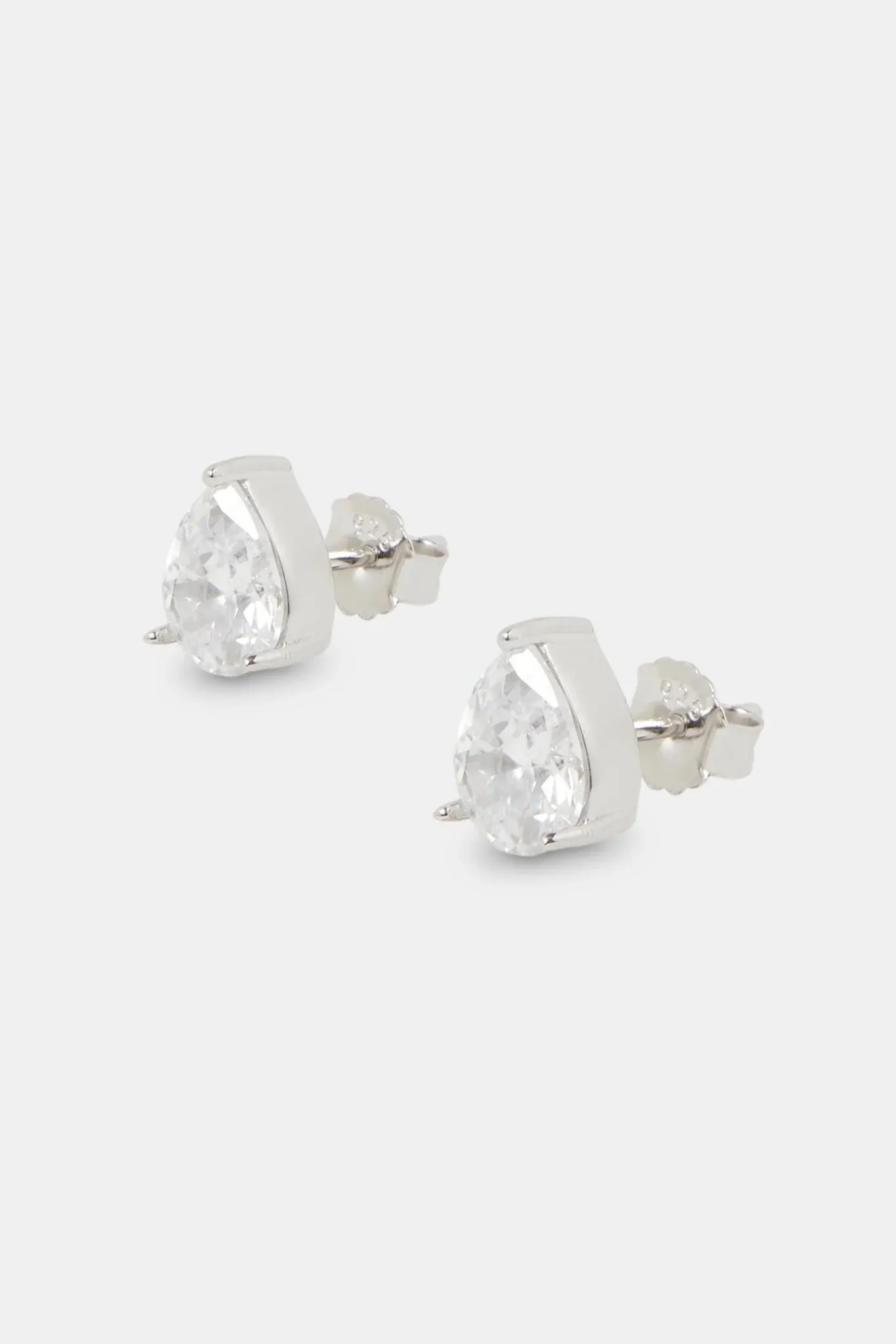 Women JWL-EAR Iced CZ Pear Stone Stud Earrings - 10mm
