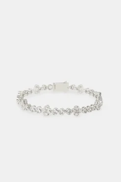 JWL-BRA Iced Floral Motif Bracelet - 10mm